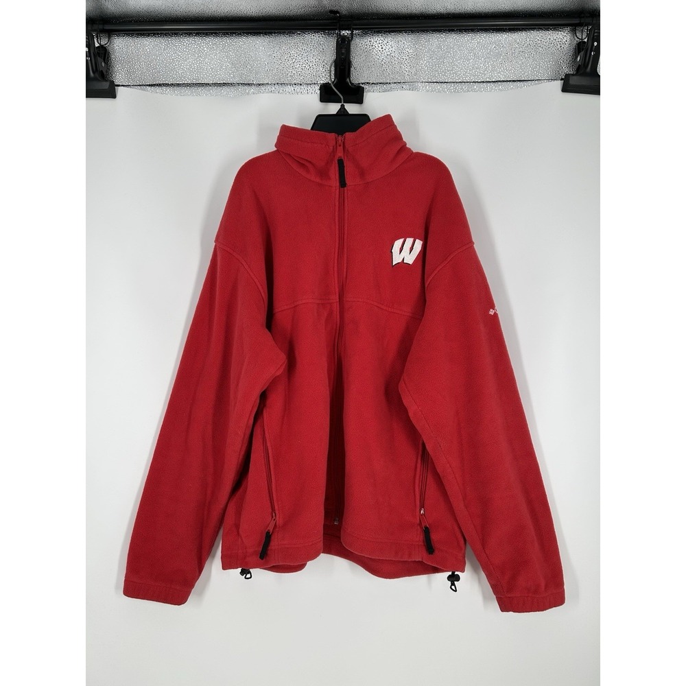 Wisconsin Badgers University Full Zip Up Fleece Columbia Jacket Embroidered Sz L